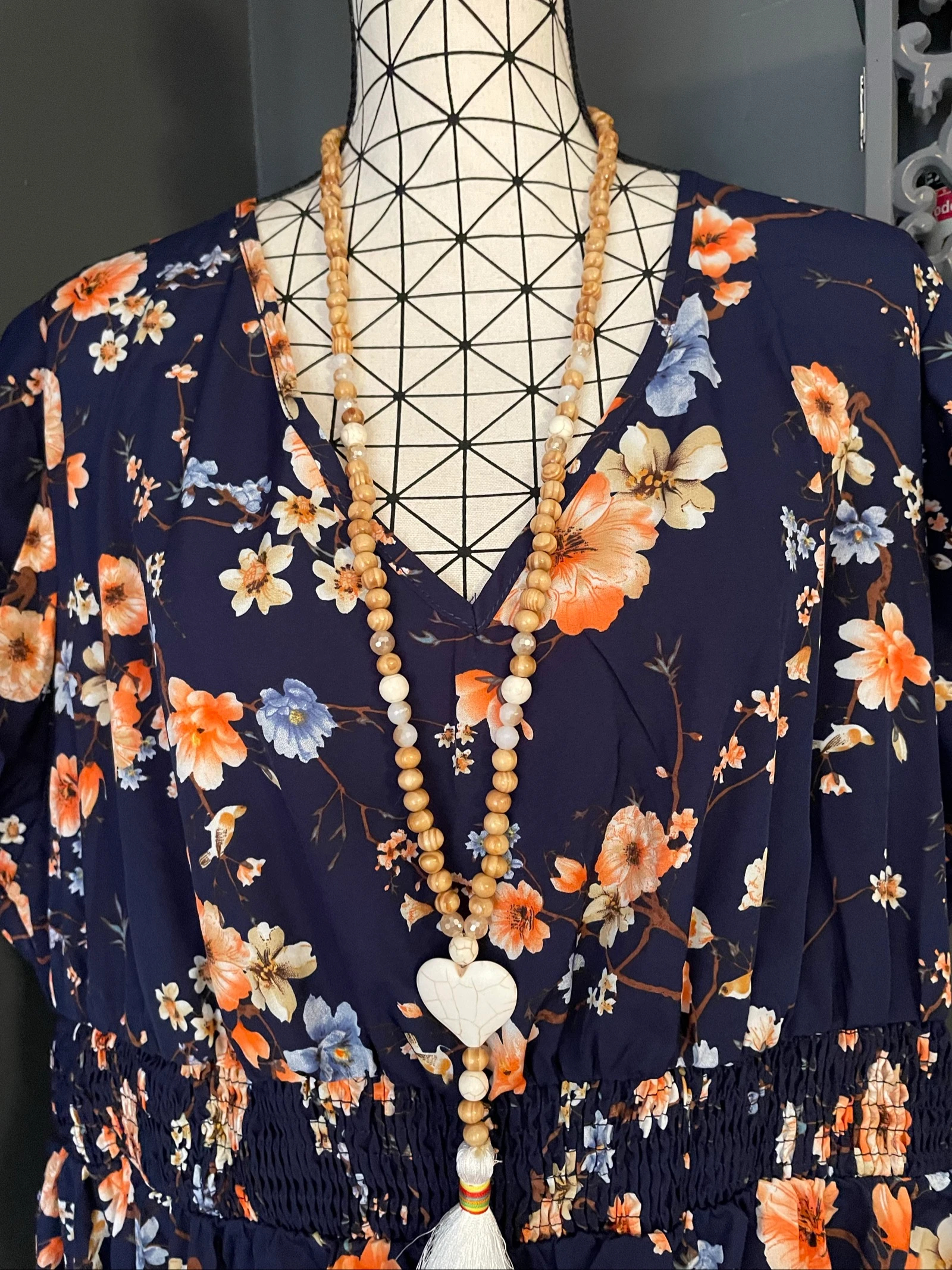 💖 lange marineblauwe bloemenjurk grote maat 54 vloeiende bohemien chic romantisch 💖 – photo 6